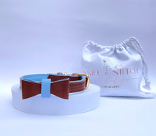 Load image into Gallery viewer, Brown & Blue Leather Bow Tie | Bow Tie For Dog |