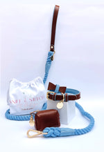 Load image into Gallery viewer, Brown & Blue Leather Bow Tie | Bow Tie For Dog |