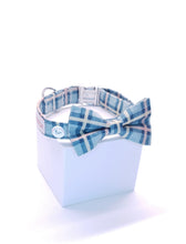 Load image into Gallery viewer, Comfy Cotton Blue Tartan Collar & Bow Tie