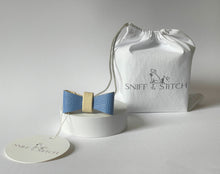 Load image into Gallery viewer, Azure Blue Leather Bow Tie