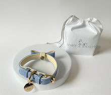 Load image into Gallery viewer, Azure Blue Leather Bow Tie
