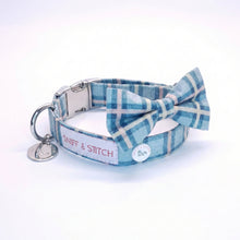 Load image into Gallery viewer, Comfy Cotton Blue Tartan Collar &amp; Bow Tie
