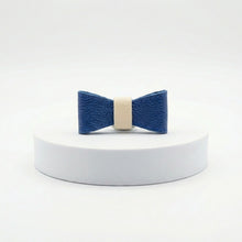 Load image into Gallery viewer, Blue Leather Bow Tie
