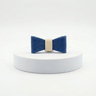 Blue Leather Bow Tie
