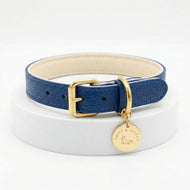 Blue Leather Traditional Dog Collar