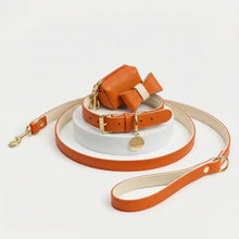 Load image into Gallery viewer, Orange Leather Traditional Dog Collar
