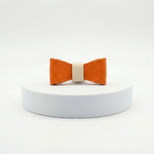 Load image into Gallery viewer, Orange Leather Bow Tie
