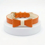 Orange Leather Traditional Dog Collar