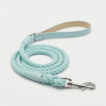 Load image into Gallery viewer, Aquamarine Traditional Leather and Rope Dog Lead
