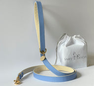 Azure Blue Traditional Leather Dog Lead