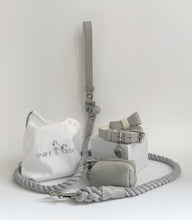 Load image into Gallery viewer, Squirrel Grey Traditional Leather and Rope Dog Lead
