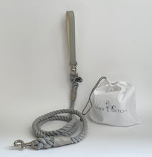 Load image into Gallery viewer, Squirrel Grey Traditional Leather and Rope Dog Lead
