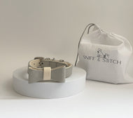 Squirrel Grey Leather Bow Tie