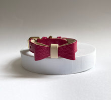 Load image into Gallery viewer, Raspberry Ripple Leather Bow Tie
