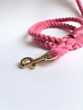 Load image into Gallery viewer, Raspberry Ripple Traditional Leather Rope Dog Lead
